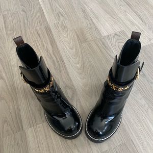 Louis Vuitton Patten Leather Moto Boots